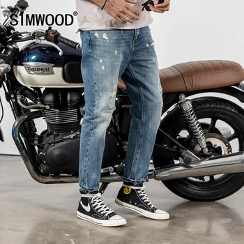 Hole Ankle-Length Slim Fit Jeans