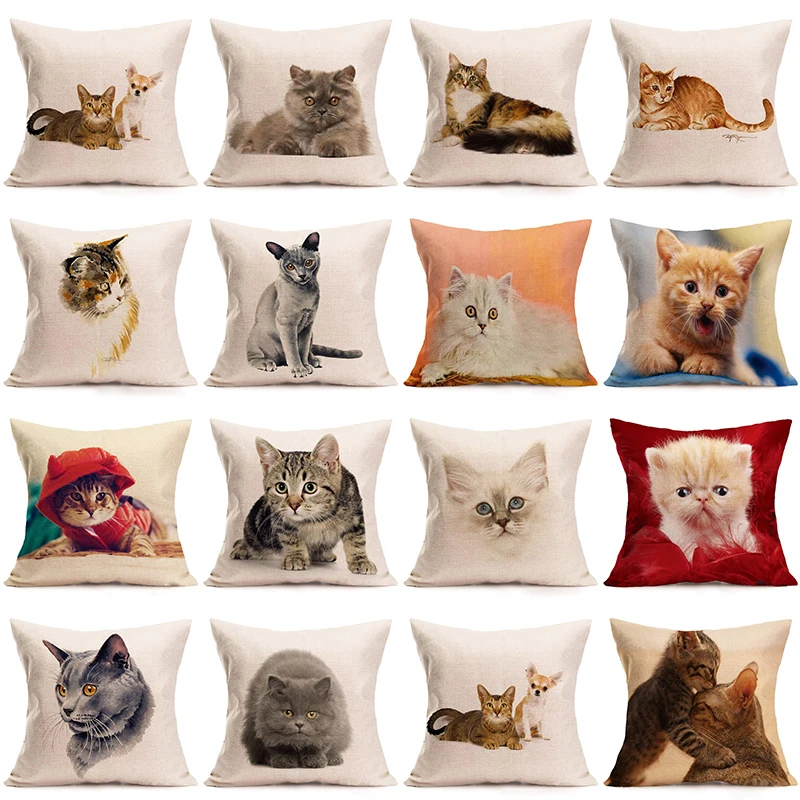Cute Cat Pillow Case Animal Black Cat Cushion Cover Pet Pillow Covers for Home Car Decorations Pillowcase