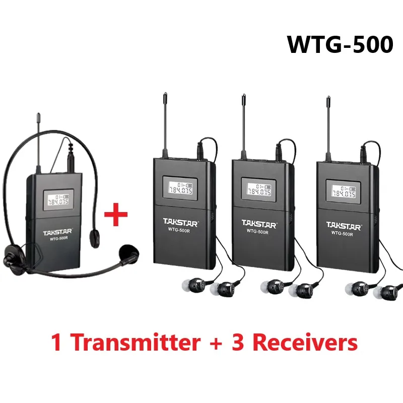 

Takstar WTG-500 / WTG500 UHF Wireless Acoustic Transmission System use for audio-visual eduation 1 Transmitter + 3 Receivers
