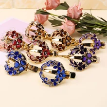 Женский металлический цветок Стразы Свадебная заколка для волос головной убор шпилька аксессуар