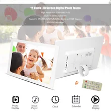 Andoer 12,1 дюймов цифровая фоторамка светодиодный фотоальбом Eletronic 16:9 часы календарь 1080 P HD видео плеер с пультом дистанционного управления