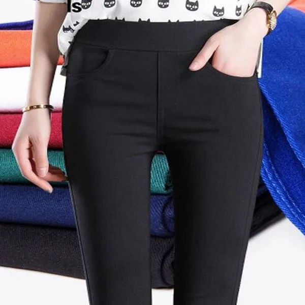INDJXND, новая мода, высокая эластичность, хлопок, женские черные рваные джинсы с высокой талией, рваные, с дырками, до колена, узкие брюки-карандаш, узкие Капри - Цвет: K224 Flat black