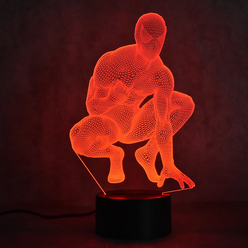 

Creative 3D LED USB Spider Man Table Lamp Colorful Atmosphere Visual Lampara Light Sleeping Night Light Kids Gifts Light Fixture