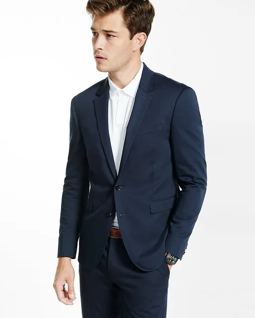 Navy Blue Suit Men Blazer Short Men Suit With Pants Slim Fit Prom Party ...