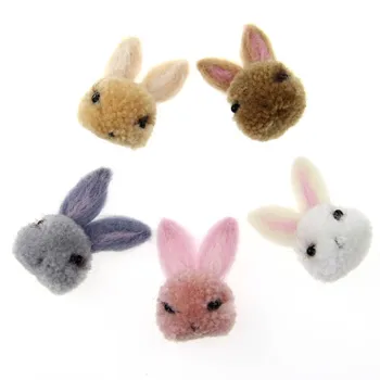 

New Style 10PCs Fur Rabbit Head Dolls Handmade Wool Felt Craft Cartoon Cute Animal Craft Fit Girls Hair Jewelry Garment Decor
