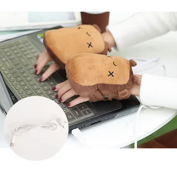 

Newly 1 Pair USB Hand Warmer Heated Gloves Toast Hand Warmers Winter Fingerless Gloves Xmas Gift VA88