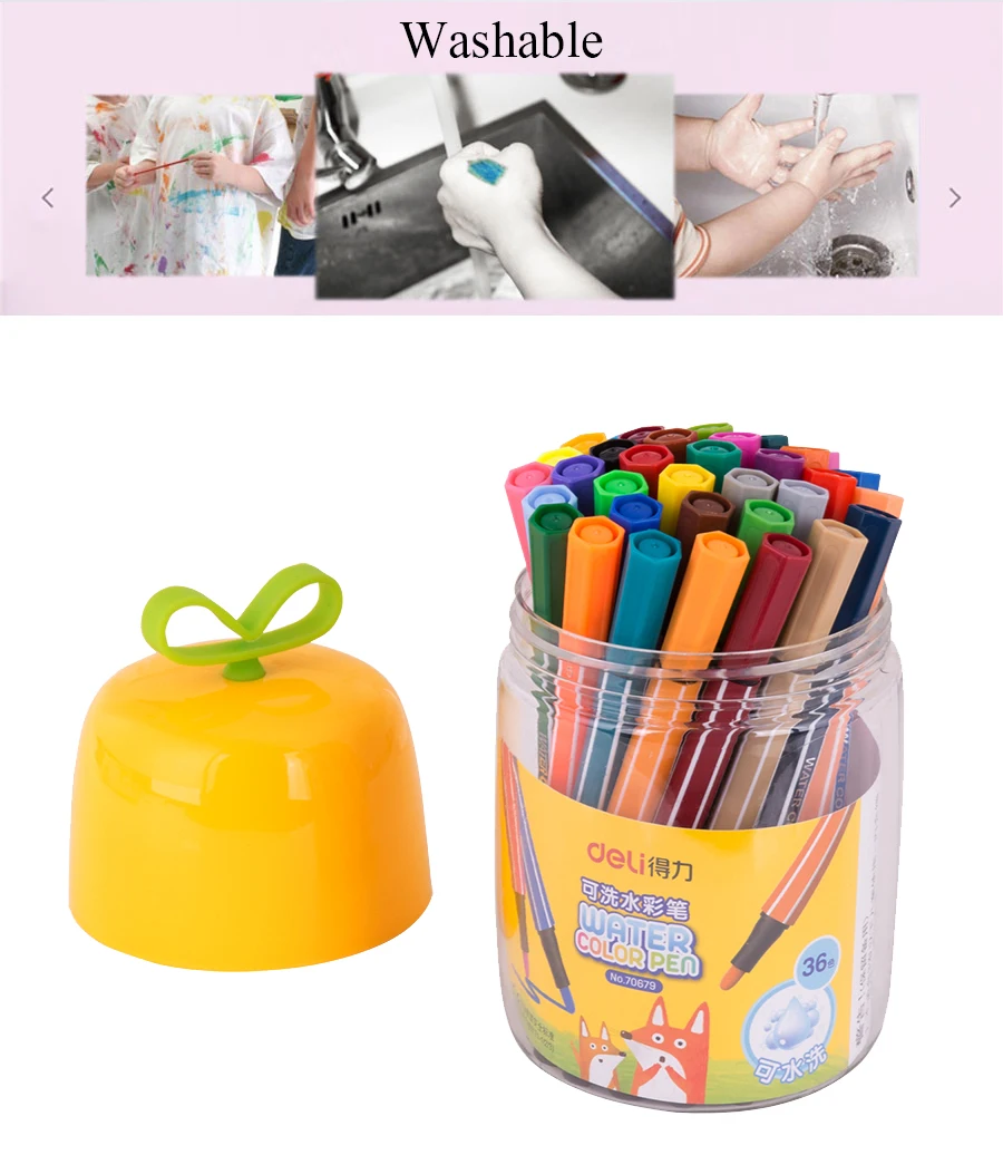 Marcador para o Miúdo Fornecimento de Desenho em Quadrinhos Conjunto com Tinta Deli 36 Cores Qualidade Aquarela Caneta Escola Mangá Arte Marcador Lavável 12 - 18 24 3 High Quality Material escolar e de escritório