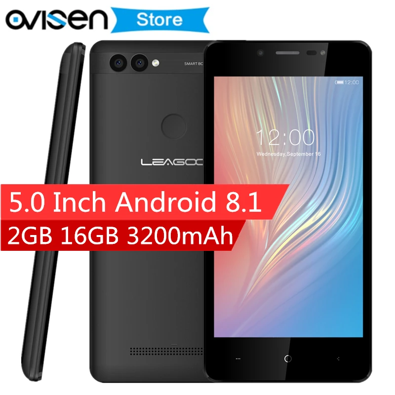 

Original LEAGOO POWER 2 Android 8.1 Smartphone 5 Inch MT6580A Quad Core 2GB RAM 16GB ROM 8MP Fingerprint 3G WCDMA Mobile Phone