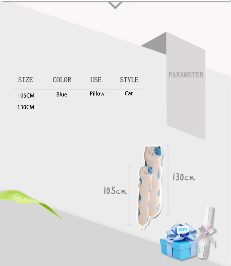 Милая креативная длинная подушка для кошки, плюшевые игрушки, мягкая подушка, кукла-чучело, моющиеся подушки для сна, Kawaii, подарок, Подушка для домашнего декора