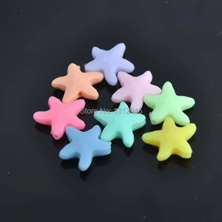 

Wholesale 21x19mm 50pcs Mixed Color Acrylic Starfish Spacer star Beads For jewelry handmade YKL0203