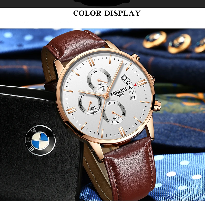 Relogio Masculino Esportivo NIBOSI Men's Watches Are Fashionable With Leather Strap And Mesh Stainless Steel Military Sport Saat (7)