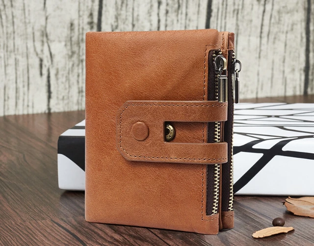 New leather wallet The fashion leisure short man purse Double zipper large capacity.pinepoxpwallet.size:11.8×2.5×9.5cm