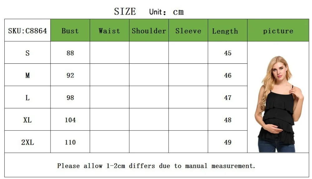 nursing tank size chart