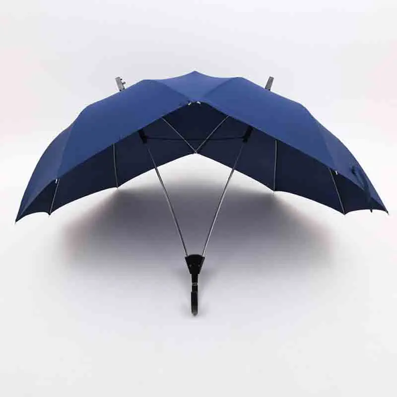 Creative fashion two pole couple umbrella pure color semi automatic high end business umbrella
