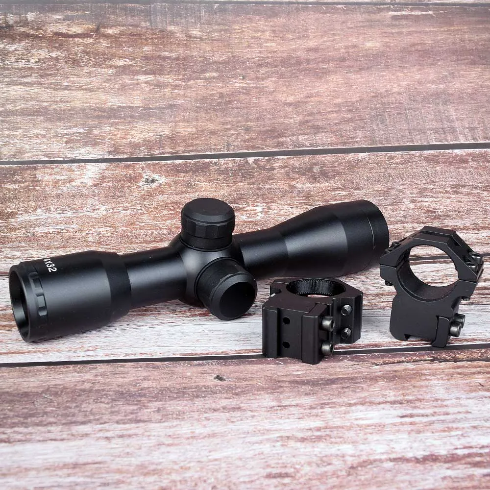 Escopos com 20mm Novo Tático Rifle Óptica Sniper Scope Riflescopes Compactos Caça - 11mm Ferroviário Monta 4x32 ar 1 Lunetas Riflescopes