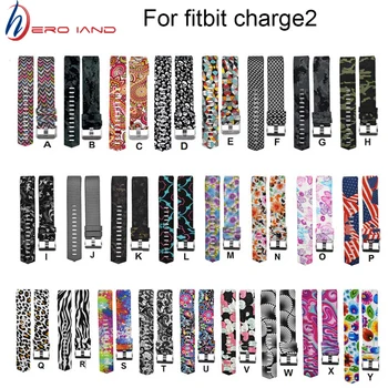 

New Arrival Colorful Fashion Sports Silicone watchband Bracelet Strap Band wristband For Fitbit Charge 2 Pattern Wrist Strap