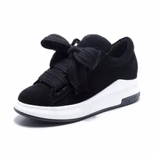 Black Gray Ladies Genuine Leather flat shoes women platform sneakers Lace up Loafers Flats