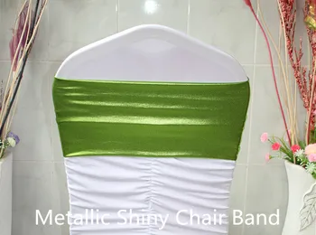 

100PCS Foil Two-way Metallic Shiny Stretch/Lycra Spandex Chair Bands For Wedding