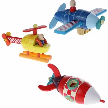 

New Wood Magnetic Rockets/Plane/Helicopter Toy Transportation Educational Toy