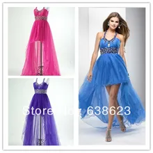 AQL011 Schöne Vordere Kurze Lange Rück Kristalle Cocktailkleid 2016