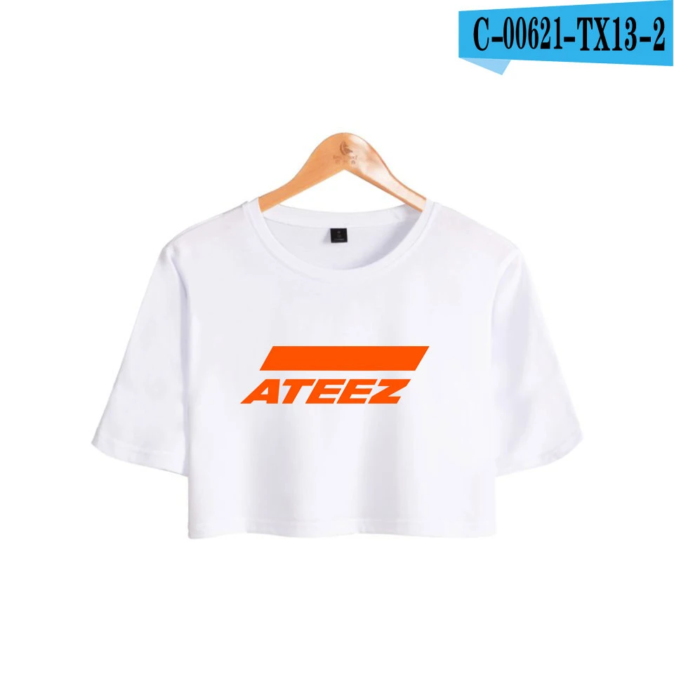 ATEEZ топы с принтом, летние шорты, футболка, Женская Сексуальная поп-одежда, горячая Распродажа, повседневная Harajuku размера плюс XXL - Цвет: Серебристый