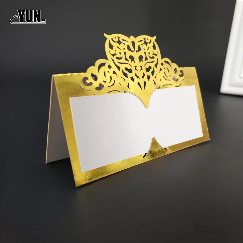 Laser Cut Place Cards 50Pcs Wedding Name Cards Guest Wedding Party Table Decoration Name Place Card Wedding Decoration 8D - Цвет: Bright Golden