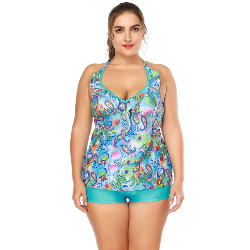 

New Swimsuit Women Tankini Plus Size Swimwear Two Piece Swimsuit Push Up Bikini Set Halter Tankini Bathing Suits Beach Wear