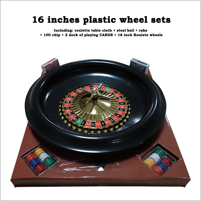 

16" Roulette Set Dia.40cm Plastic Roulette Wheel with Coin cards game mat