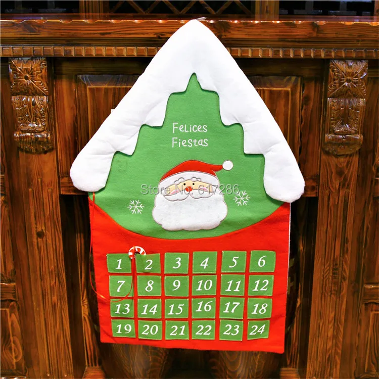 

Free shipping! 1pc/lot Christmas advent calendar Santa countdown with digital number pockets Xmas decoration