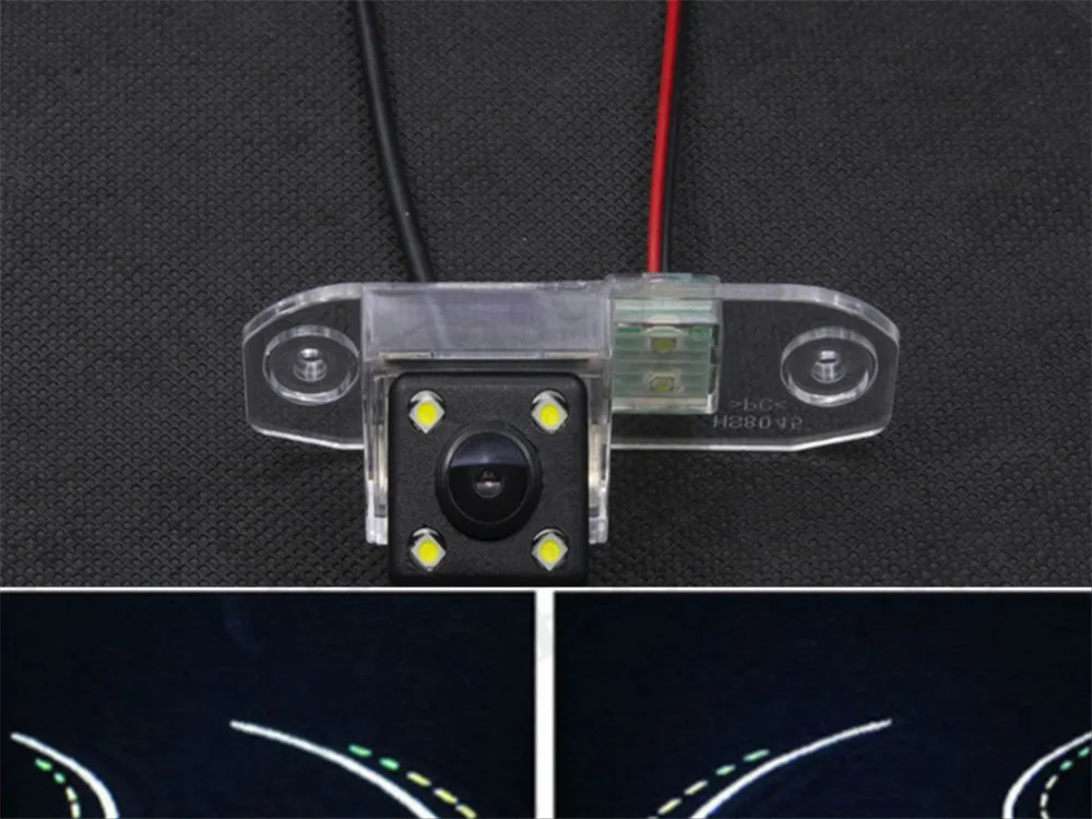 Автомобильная динамическая траектория треков, водонепроницаемая 4LED камера заднего вида, резервная камера заднего вида для VOLVO S80 S40 S60 V60 XC90 XC60 - Название цвета: Dynamic trajectory