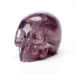 3 ''натуральный фиолетовый флюорит резной хрустальный череп статуя Исцеление черепа Скульптура как рождественский подарок фэн-шуй