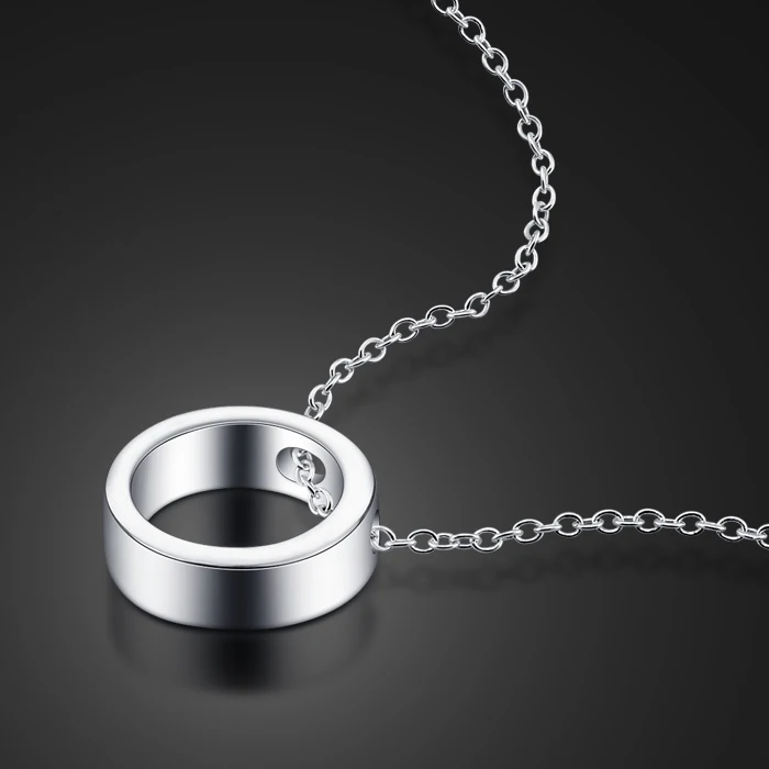 

Lady silver decoration necklace Contracted style circle pendant design silver clavicle process necklace for women A birthday