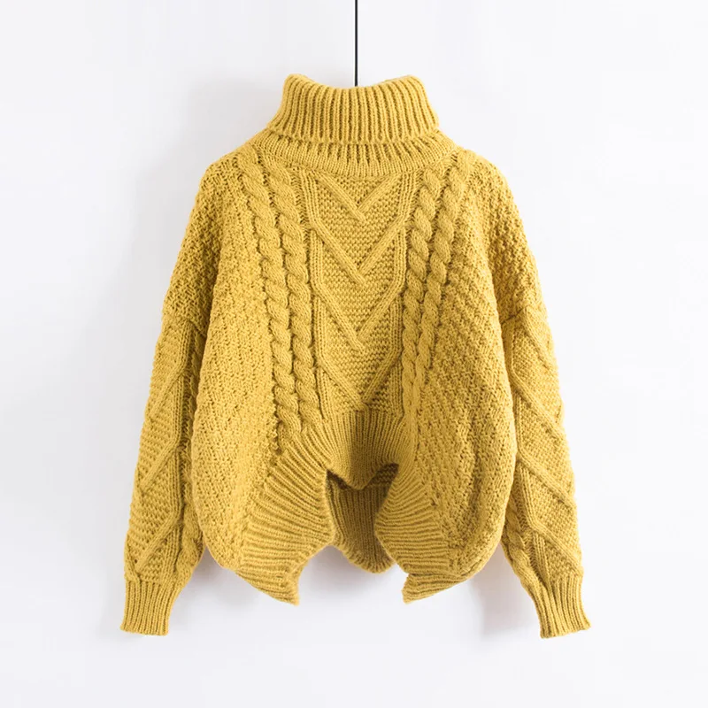 H. SA, женский свитер с высоким воротом и пуловеры, весна-зима, Harajuku, топы, толстые, теплые, короткие свитера, джемперы, скрученные, pull femme - Цвет: JH1619 Yellow