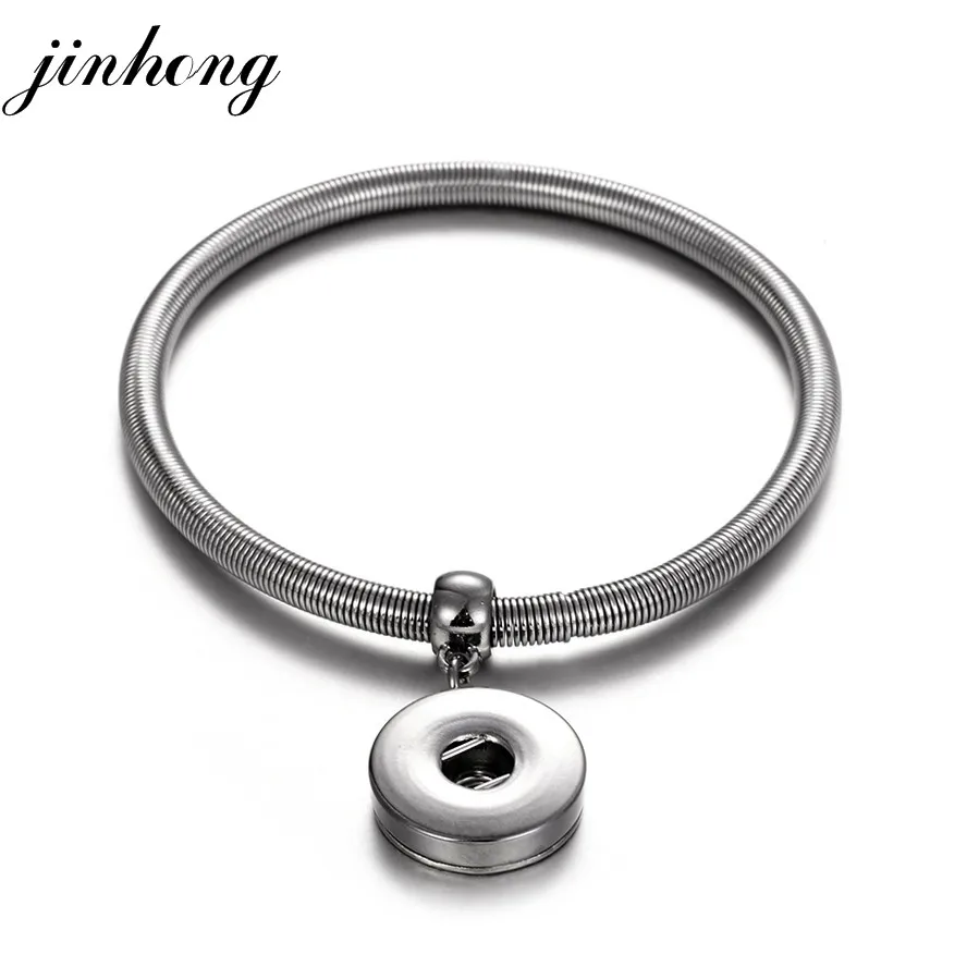 Jinhong New Hot Snap Button Jewelry Stretch Metal Bracelet 18mm Snap Button Bracele for Women Jewelry C58x2 Jinhong New Hot Snap Button Jewelry Stretch Metal Bracelet 18mm Snap Button Bracele for Women Jewelry C58x2