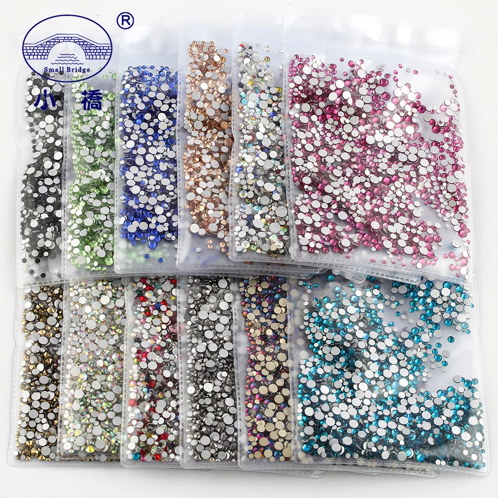 Ss6 Ss16 3D круглая смесь Стразы для украшения одежды ногтей 1440 шт Кристаллы с плоской