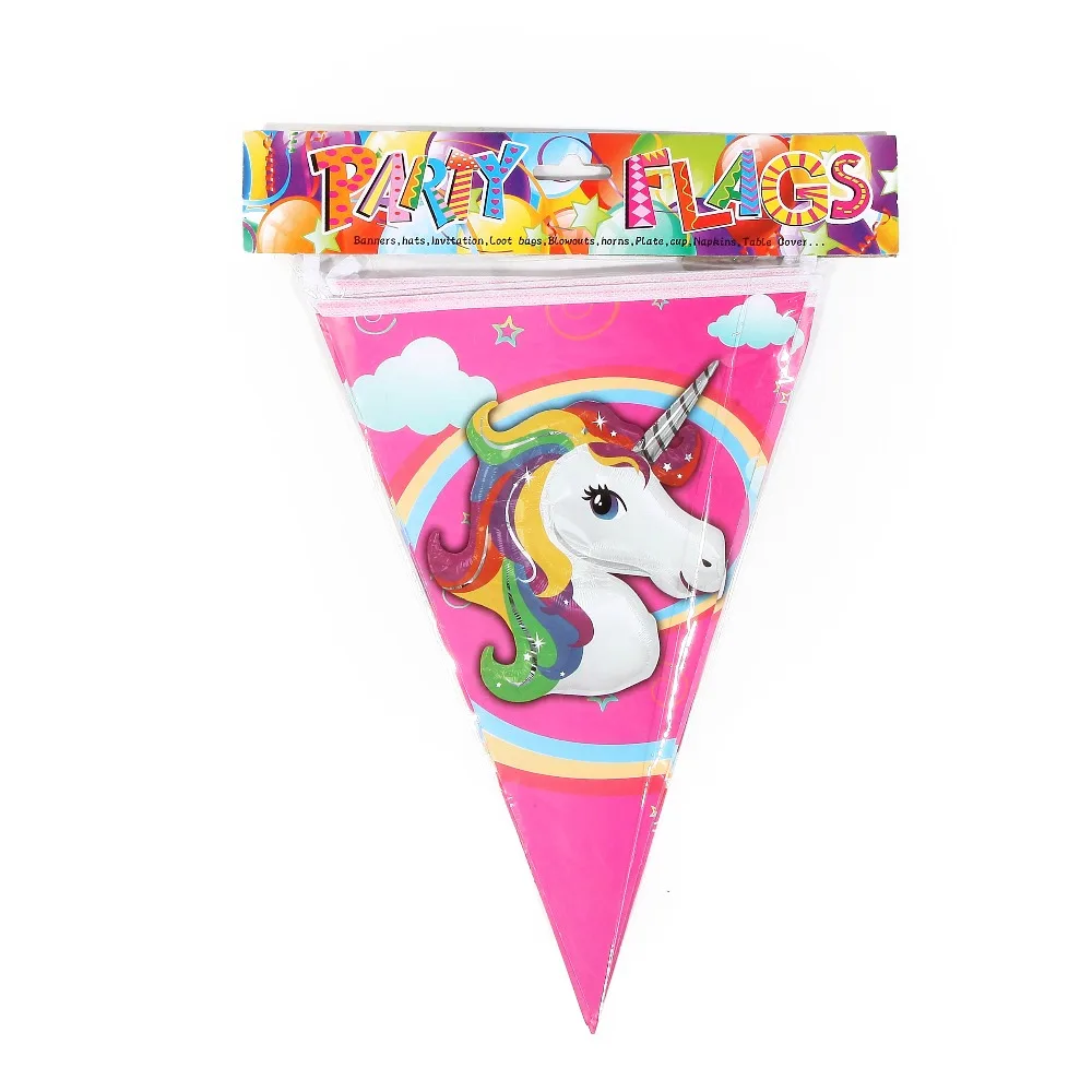 1PCS 2.5M Wholesale Unicorn Theme paper Flags Party Decoration Baby