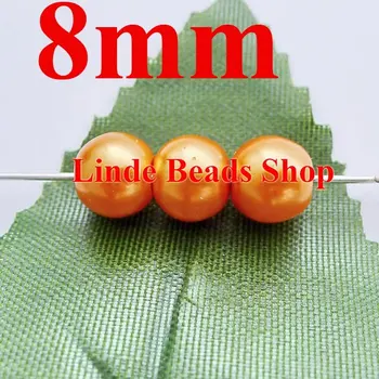 

500pcs/lot 8mm glass pearl beads christmas ornament loose round beads for jewelry, decoration, Saffron Yellow colour GP08036