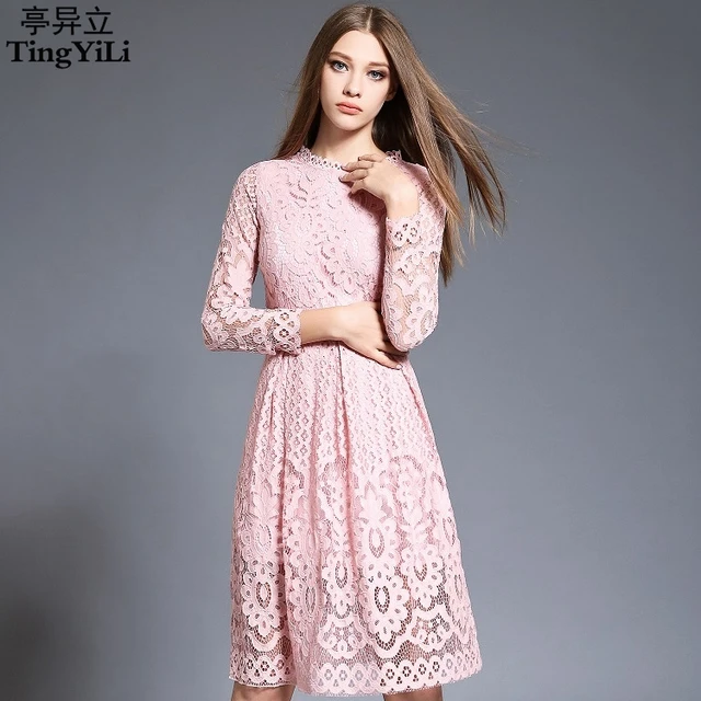 Pink and Black Midi Dress
