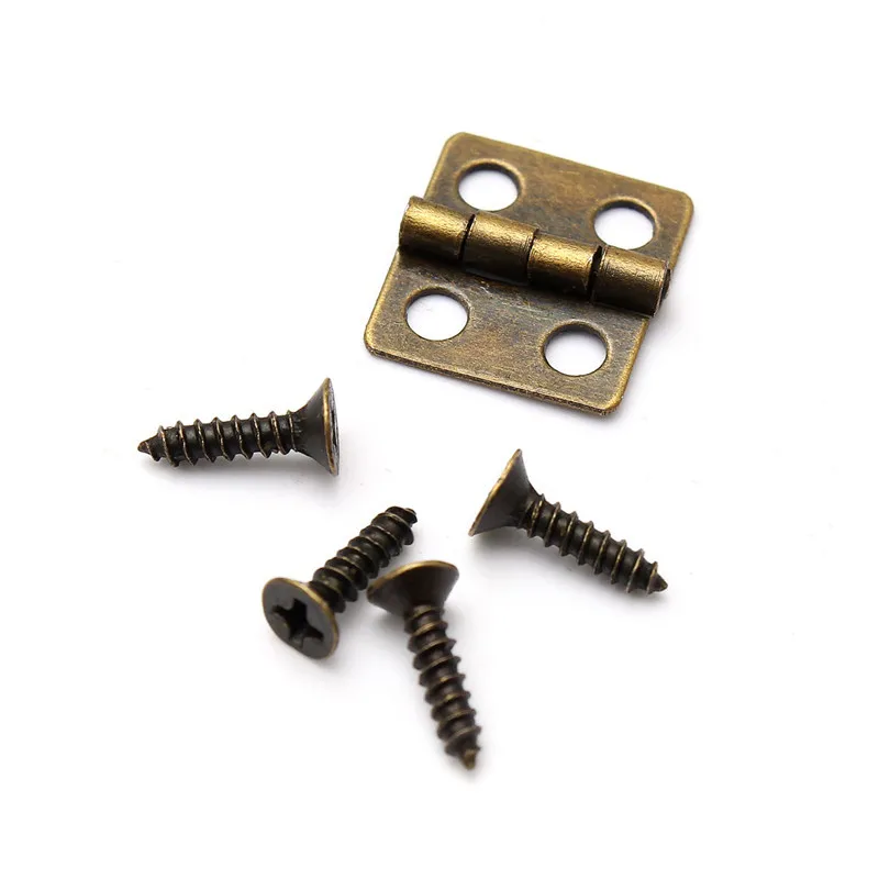 10pcs Antique Brass Vintage Jewelry Gift Wine Wood Wooden Box Hinge With Screws