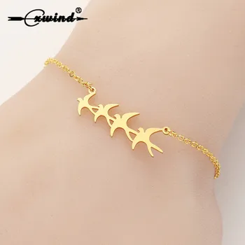 

Cxwind New Arrival Animal Bird Bracelet Bangles Women Flock of Birds Bracelet Jewelry Gold / Rose Gold Chain femme