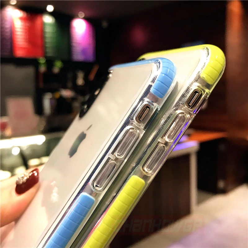 Двухцветный мягкий силиконовый чехол из тпу для iPhone XS Max XR X 6 6s 7 8 Plus прозрачные