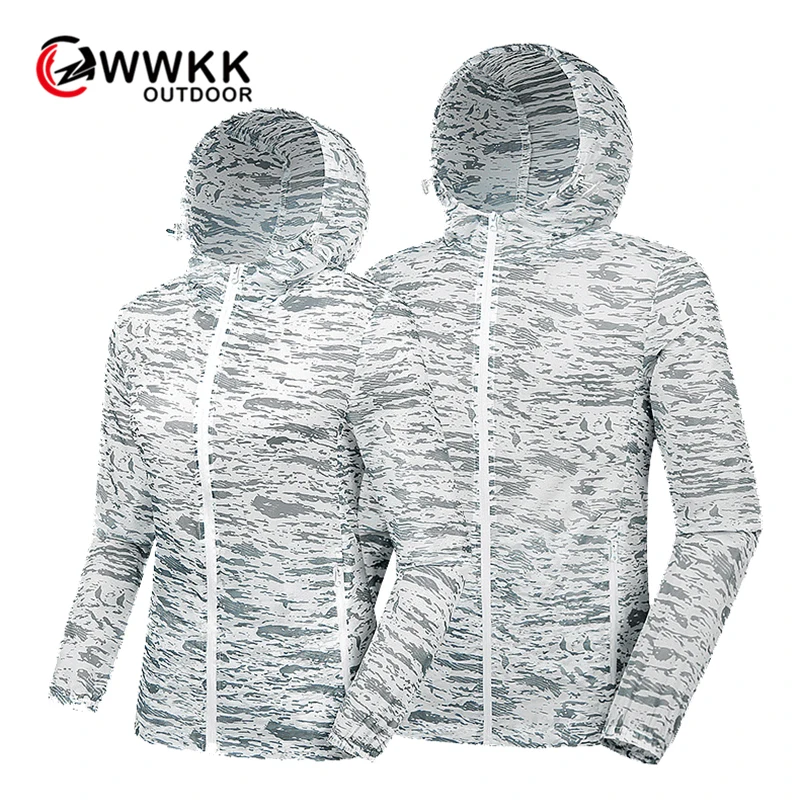 WWKK 2019 الصيف ملابس وقاية من الشمس الإناث في الهواء الطلق الجلد تنفس رجل التجفيف السريع المرأة سترة مضادة للماء abrigo موهير