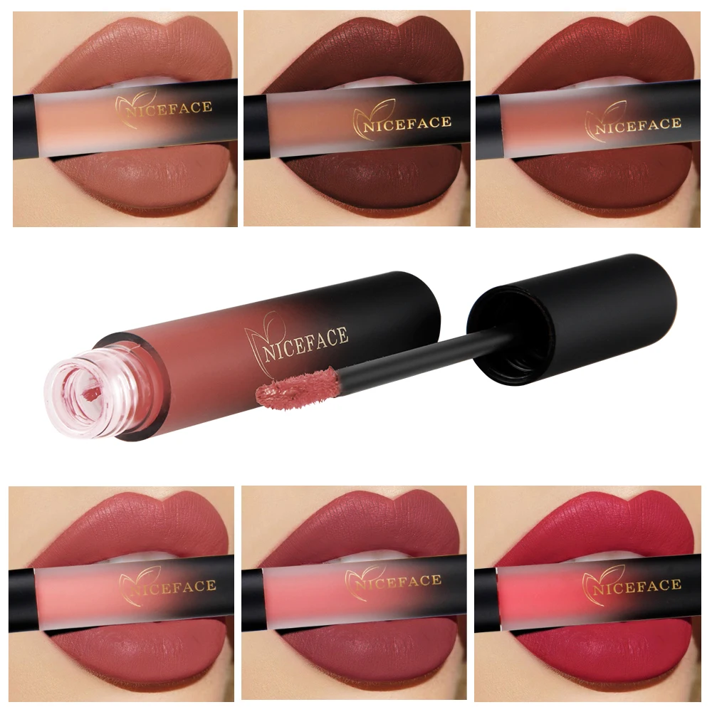 NICEFACE (Christmas Gift) Lipgloss Makeup Set 12 color matte gradient nonstick cup Lip Gloss Liquid Lipstick Long Lasting (4)