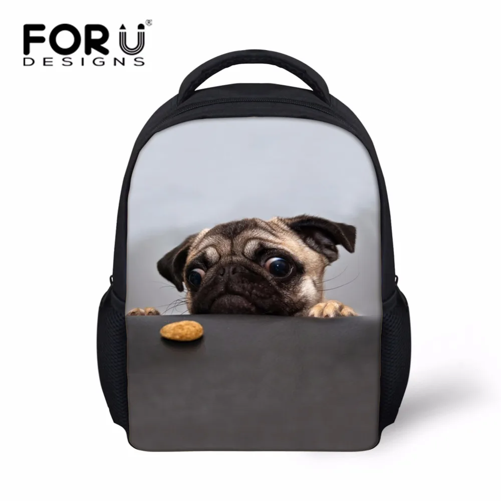 FORUDESIGNS/красивая одежда с принтом мопса рюкзак для детей серый 12 дюймов маленьких