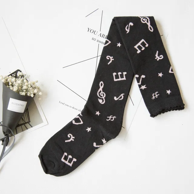 

Winter Autumn Warm Cotton Women Men Unisex Ankle Long Cut Crew Casual Socks Creative Pink Music Unicorn Pattern Socks
