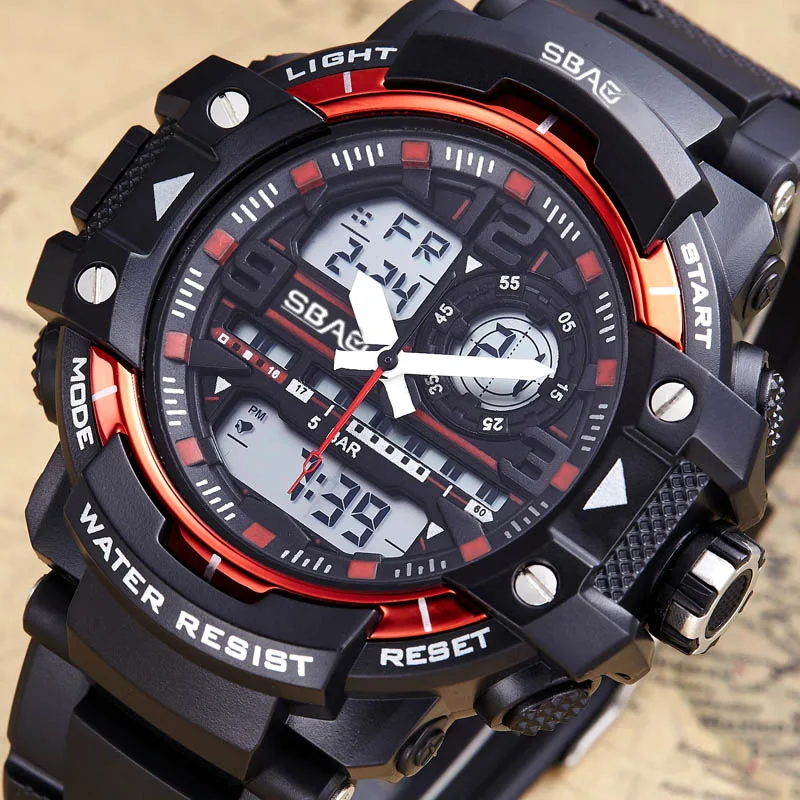 

Watch manufacturer's new men's watch multi-functional sports double display alarm clock night optical student electronic watch