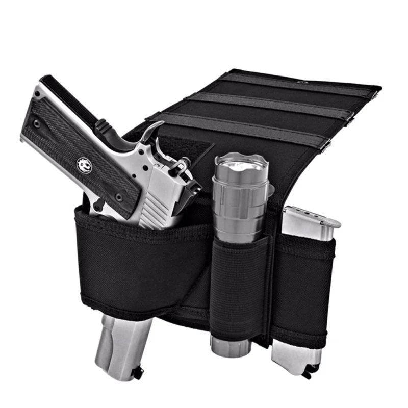 

Adjustable Bedside Couch Under Mattress Pistol Gun Holster Holder Universal with Flashlight Loop Outdoor Hunting Holsters