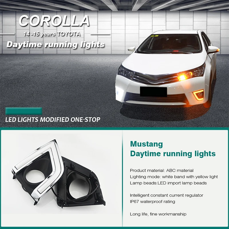 1 пара DRL для Toyota Corolla 2014 2015 2016 переход автомобильные светодио дный Габаритные огни