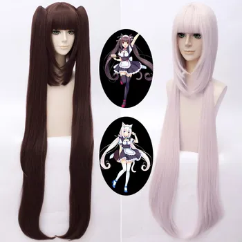 Gioco Nekopara Parrucche Cosplay Parrucca Cosplay Cioccolato e Vaniglia Capelli Sintetici Parrucca Cosplay Perucas + Protezione Parrucca
