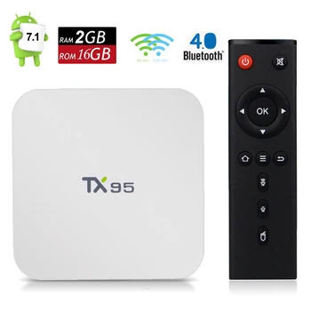 

TX95 Smart TV Box Android 7.1 2GB 16GB Amlogic S905W Quad Core Dual Band Wifi Bluetooth Media Player White TVbox Boxes DHL 10pcs